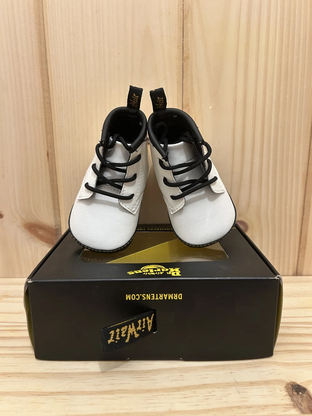 Dr. Martens 1460 Auburn Leather Booties Newborn Size 2 White/Black NEW